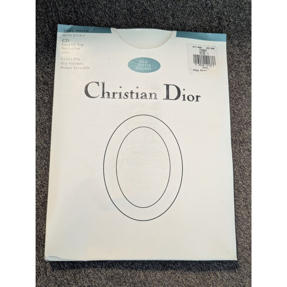 Christian Dior Very Sheer Control To Pantyhose With Lycra Sewn-On Waistband Cott